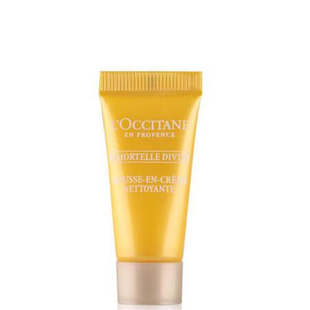 L'occitane Immortelle Divine Cleansing Cream In Foam 5 ml. โฟมล้างหน้าเนื้อครีมดอกดอกอิมมอคแตล ชำระล้างเครื่องสำอางค์ และสิ่งสกปรกได้อย่างสะอาดล้ำลึก 